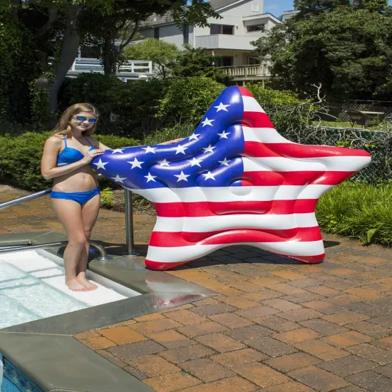 Swim Central Inflatable Americana Star Island Swimming Pool Float - 69" Blue {4}