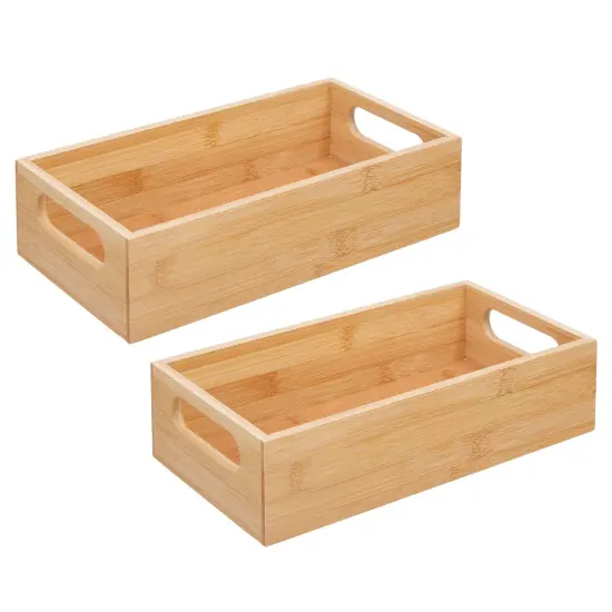 mDesign Bamboo Office Organizer Container Bin with Handles {5}