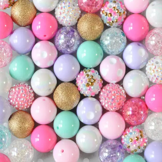 20mm Birthday Cake acrylic bubblegum bead mix {1}
