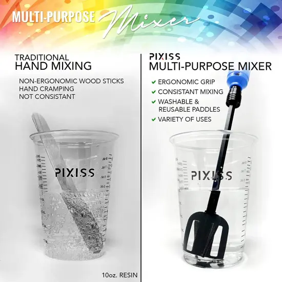 Pixiss Epoxy Resin Mixer - Rechargeable, Electric Handheld Mixer, Includes 3 Paddles {3}