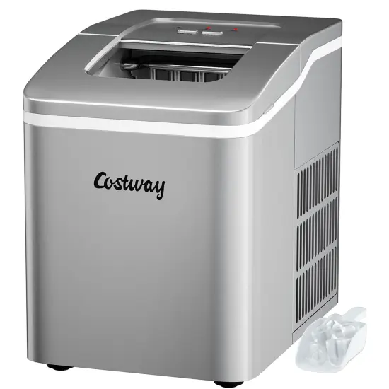 Costway Portable Ice Maker Machine Countertop 26Lbs/24H Self-cleaning w/ Scoop Silver\Green {7}