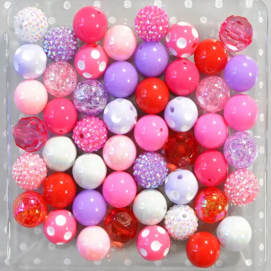 20mm Red, Pink, and Purple acrylic bubblegum bead mix {2}