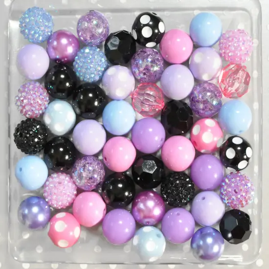 20mm Black Pastel acrylic bubblegum bead mix {2}