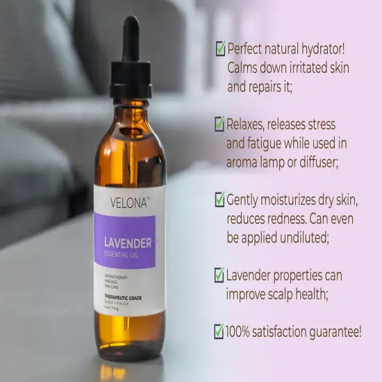 Lavender Essential Oil by Velona - 4 oz | Therapeutic Grade for Aromatherapy Diffuser {2}