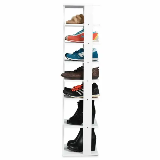 Costway Wooden Shoes Storage Stand 7 Tiers Shoe Rack Organizer Multi-shoe Rack Shoebox {3}