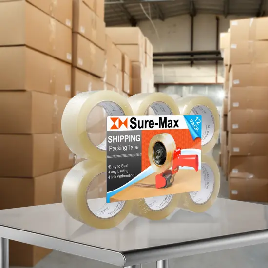 Sure-Max Premium Carton Packing Tape 2.0 mil 330 Feet (110 yards) - Clear {6}