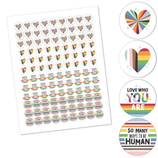 Big Dot of Happiness So Many Ways to Be Human - Pride Party Round Candy Sticker Favors - Labels Fits Chocolate Candy (1 sheet of 108) {3}