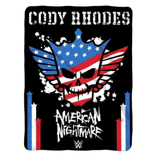 Sleep Squad WWE Cody Rhodes American Nightmare 60&rdquo; x 80&rdquo; Raschel Plush Throw {2}
