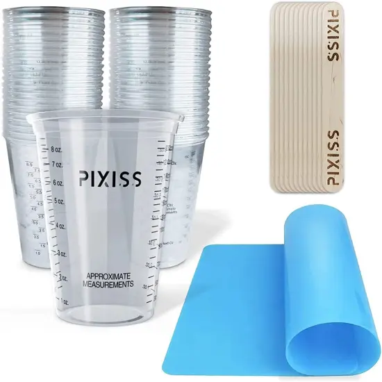 Pixiss Disposable Measuring Cups For Resin, Mixing Sticks and Craft Mat {1}