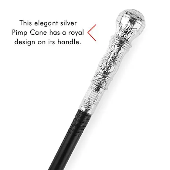 Silver Costume Walking Cane Elegant Prop Stick Dress Canes Costume Accessories for Adults and Kids {5}