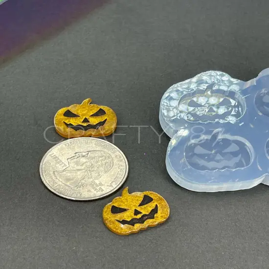 Scary Pumpkin Stud Silicone Mold(A6) {2}