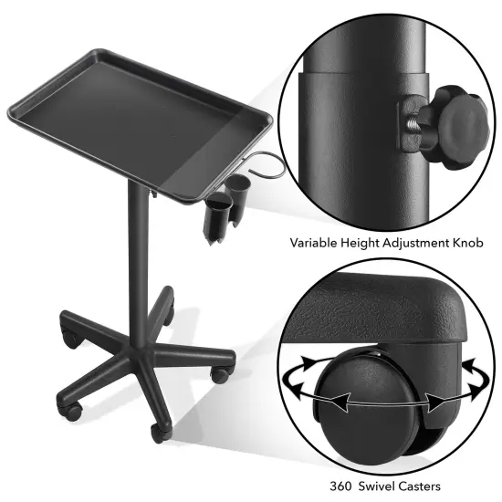 Saloniture Aluminum Salon Instrument Tray with Caddy, Heavy-Duty Rolling Base {5}