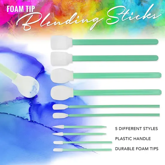 10 Pixiss Detail Alcohol Ink Blending Tools (5 Different Sizes), Foam Tips for Blending {2}