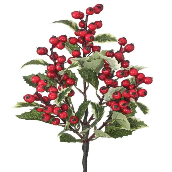 13" Waterproof Mixed Berry and Holly Spray - Durable Christmas Floral Decoration {1}