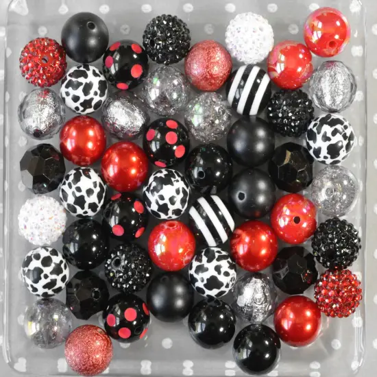 20mm Dalmatian Villain acrylic bubblegum bead mix {2}