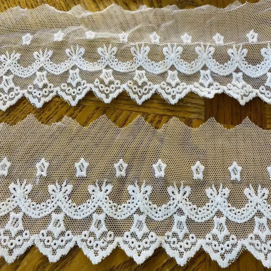 Kitcheniva 2.5" Wide Bright White Floral Embroidered Lace Mesh {3}