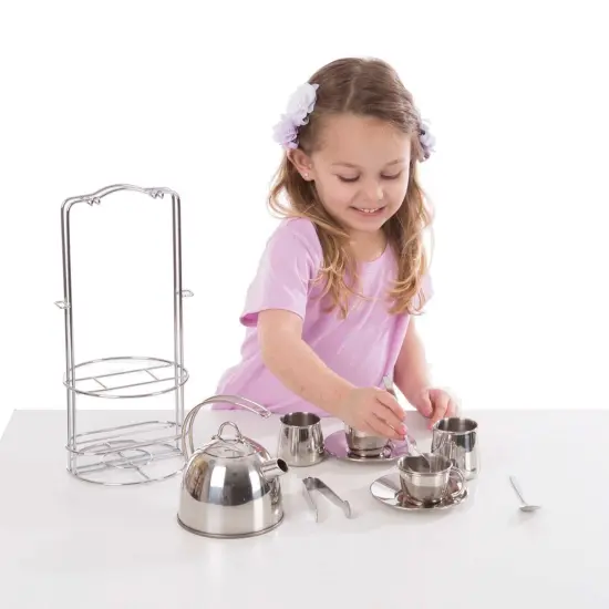 Stainless Steel Tea Set and Storage Stand, 11 Pieces {4}