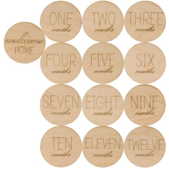 Baby Monthly Milestone Wooden Circles, Set of 13 Photo Props | Woodpeckers {1}