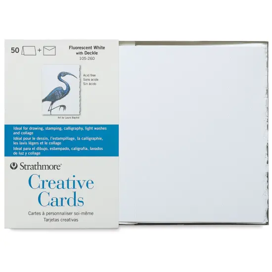 Strathmore Creative Cards and Envelopes - Full Size, Fluorescent White with Deckle, Pkg of 50 {1}