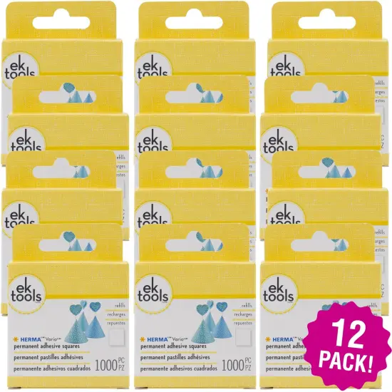 Multipack of 12 - EK Tools HERMA Vario Adhesive Tab Refill Permanent-Permanent-1000pcs, For E5501074 {1}