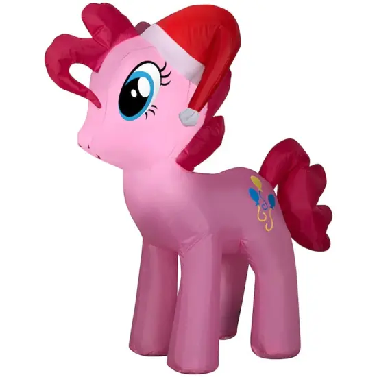 3.5' Gemmy Airblown Inflatable Christmas My Little Pony Pinkie Pie w/ Santa Hat 118990 {1}