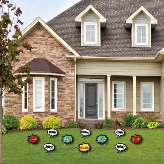 Big Dot of Happiness Bam Superhero - Comic Book Lawn Decorations - Outdoor Baby Shower or Birthday Party Yard Decorations - 10 Piece {3}