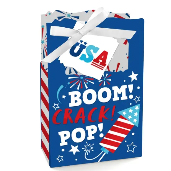 Big Dot of Happiness Firecracker 4th of July - Red, White and Royal Blue Party Favor Boxes - Set of 12 {1}