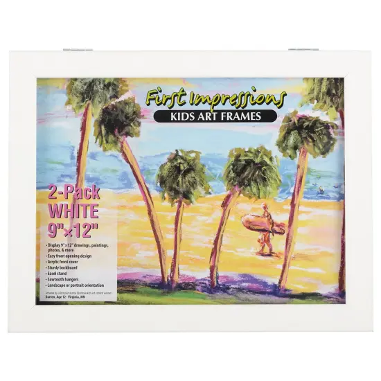 First Impressions Kids Interchangeable Artwork Frame with Storage, 2 Pack, Easy to Change Front Opening, Holds Multiple Pieces, Wall or Tabletop Display, Black and White 9 x 12 {1}