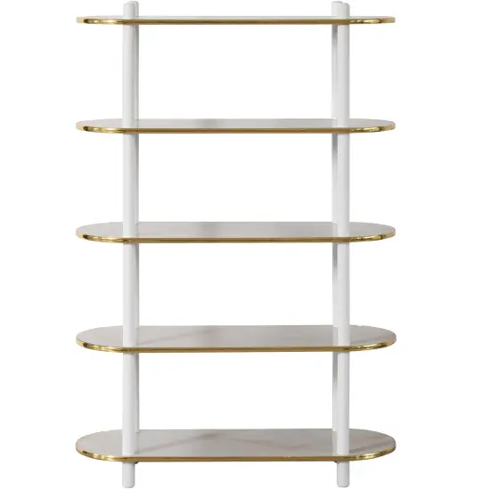 5 Tier Open Bookshelf, Contemporary Classic Modern Style Free Standing Wood Display Rack Unit for Collections,&nbsp;59" Height Etagere Bookcase White {4}