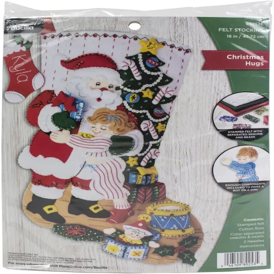 Bucilla Felt Stocking Applique Kit 18" Long-Christmas Hugs {1}