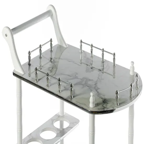 Serving Bar Cart Tea Trolley, 2 Tier Shelves on Rolling Wheels, Mobile Liquor Bar for Wine Beverage Drink Dinner Party, Utility Kitchen Storage Island Coffee Cabinet for Dining Living Room, Wood Gray {4}