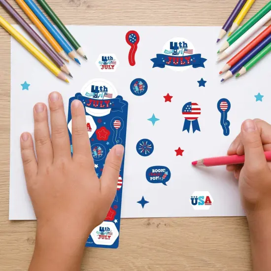 Big Dot of Happiness Firecracker 4th of July - Red, White and Royal Blue Party Favor Kids Stickers - 16 Sheets - 256 Stickers {7}
