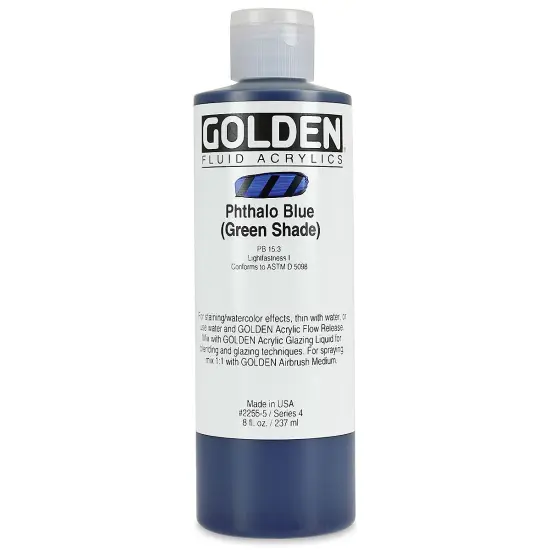Golden Fluid Acrylics - Phthalo Blue (Green Shade), 8 oz bottle {2}