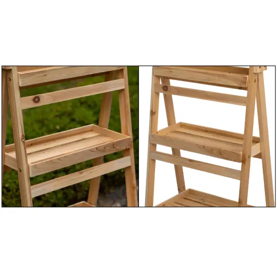 Multi-Functional Wooden Shelf Plant Stand, Storage Rack and Bookcase for Indoor and Covered Outdoor Spaces - Enhances Patios, Porches, Living Rooms, Balconies, Corners, Gardens, and Home Offices {6}