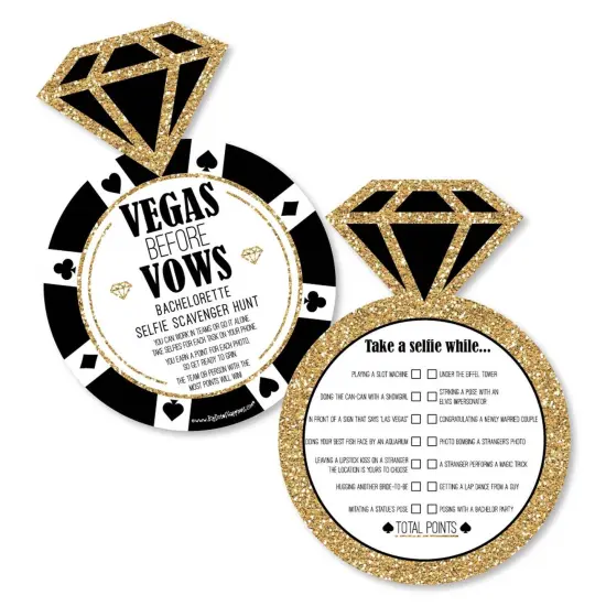 Big Dot of Happiness Vegas Before Vows - Selfie Scavenger Hunt - Las Vegas Bridal Shower or Bachelorette Party Game - Set of 12 {1}