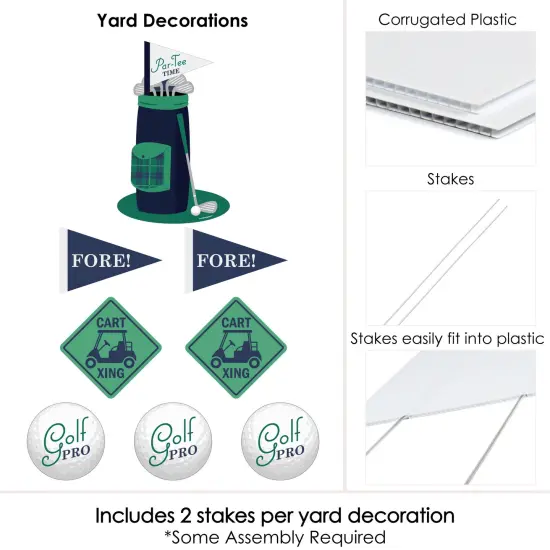 Big Dot of Happiness Par-Tee Time - Golf - Yard Sign & Outdoor Lawn Decorations - Birthday or Retirement Party Yard Signs - Set of 8 {6}