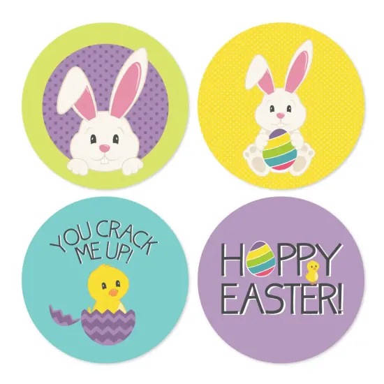 Big Dot of Happiness Hippity Hoppity - Assorted Easter Bunny Party Circle Sticker Labels - 24 Count {1}