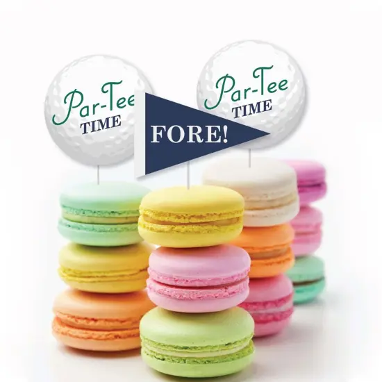 Big Dot of Happiness Par-Tee Time - Golf - Dessert Cupcake Toppers - Birthday or Retirement Party Clear Treat Picks - Set of 24 {6}