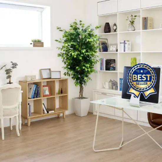 6' Silk Ficus Tree - 1528 UV Resistant Lifelike Leaves, Realistic Artificial Plant for Indoor & Outdoor Home, Office & Event Decor, Floral Home by Artificial Flowers {3}