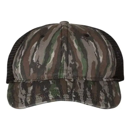 Richardson&reg; Garment Washed Printed Trucker Cap Rea Ori/ Black {1}