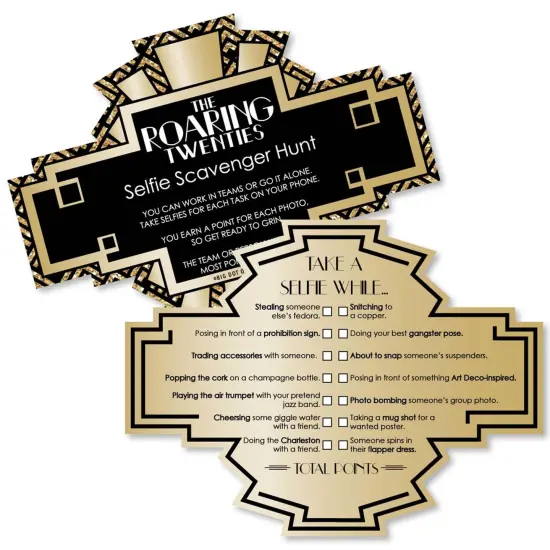 Big Dot of Happiness Roaring 20's - Selfie Scavenger Hunt - 1920s Art Deco Jazz Party Game - Set of 12 {1}