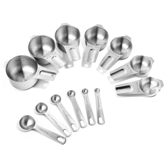 Last Confection 13pc Stainless Steel Measuring Spoon & Cup Set - Kitchen Measurements for Dry Spices and Liquid Cooking & Baking Ingredients {2}