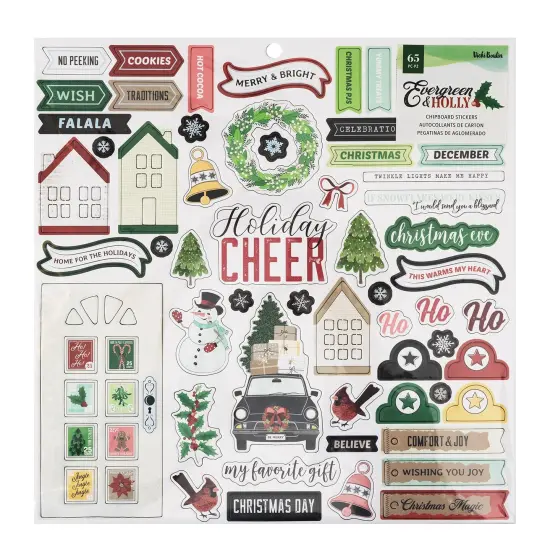 Vicki Boutin Evergreen & Holly Icons & Phrase Stickers, 65pcs {1}
