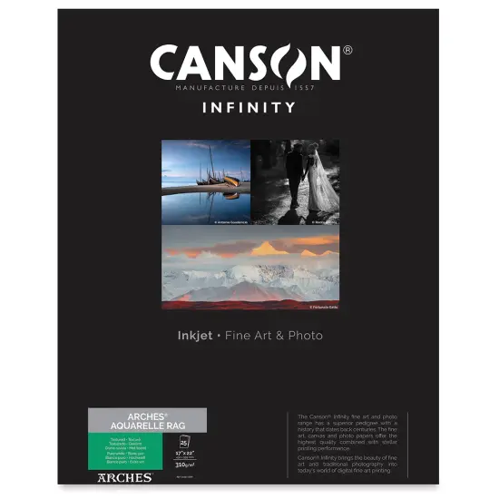 Canson Infinity Arches Aquarelle Rag Inkjet Paper - 17" x 22", 310 gsm, Package of 25 {1}