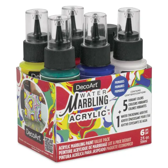 DecoArt Water Marbling Acrylic Paint - Primaries, Set of 6, 2 oz {1}