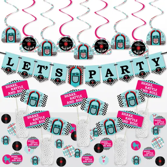 Big Dot of Happiness 50&rsquo;s Sock Hop - 1950s Rock N Roll Party Supplies Decoration Kit - Decor Galore Party Pack - 51 Pieces {1}