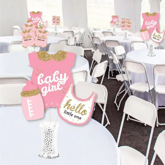 Big Dot of Happiness Hello Little One - Pink and Gold - Girl Baby Shower Centerpiece Sticks - Showstopper Table Toppers - 35 Pieces {3}