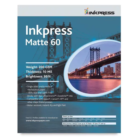 Inkpress - Inkjet Papers, 8-1/2" x 11", Matte 60, 50 Sheets {2}