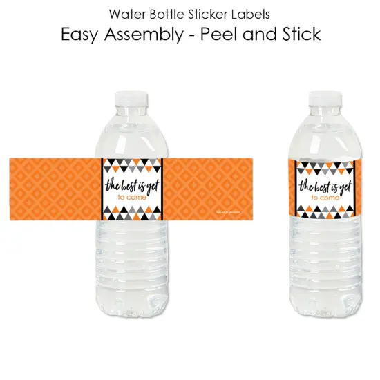 Big Dot of Happiness Orange Graduation Party Water Bottle Sticker Labels - Set of 20 {3}