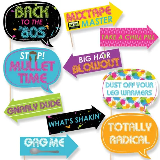 Big Dot of Happiness Funny 80's Retro - Photo Booth Props Kit - 10 Piece {1}